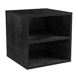 Modular Stackable Cube with Double Shelves End Table in Black