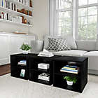 Alternate image 1 for Modular Stackable Cube with Double Shelves End Table in Black