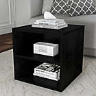 Alternate image 3 for Modular Stackable Cube with Double Shelves End Table in Black