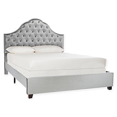 Safavieh Beckham Queen Velvet Panel Bed in Light Grey. View a larger version of this product image.