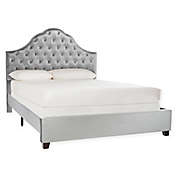 Safavieh Beckham Queen Velvet Panel Bed in Light Grey