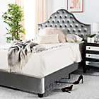 Alternate image 1 for Safavieh Beckham Queen Velvet Panel Bed in Light Grey