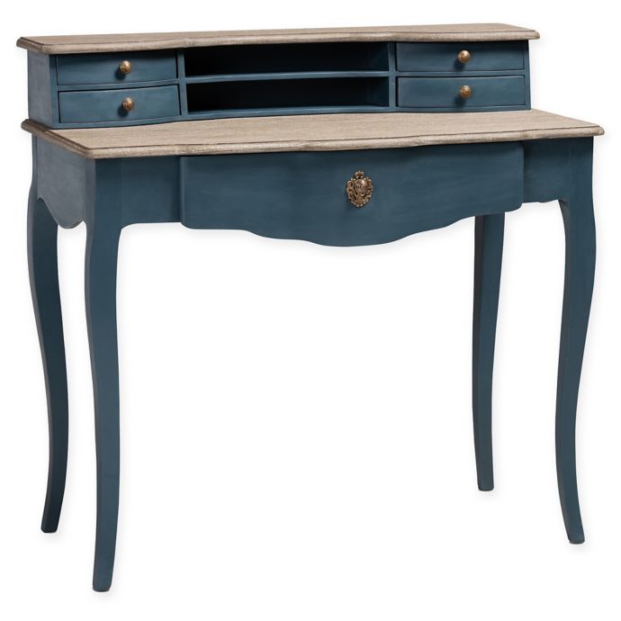 Baxton Studio Isabella Writing Desk In Blue Oak Bed Bath Beyond