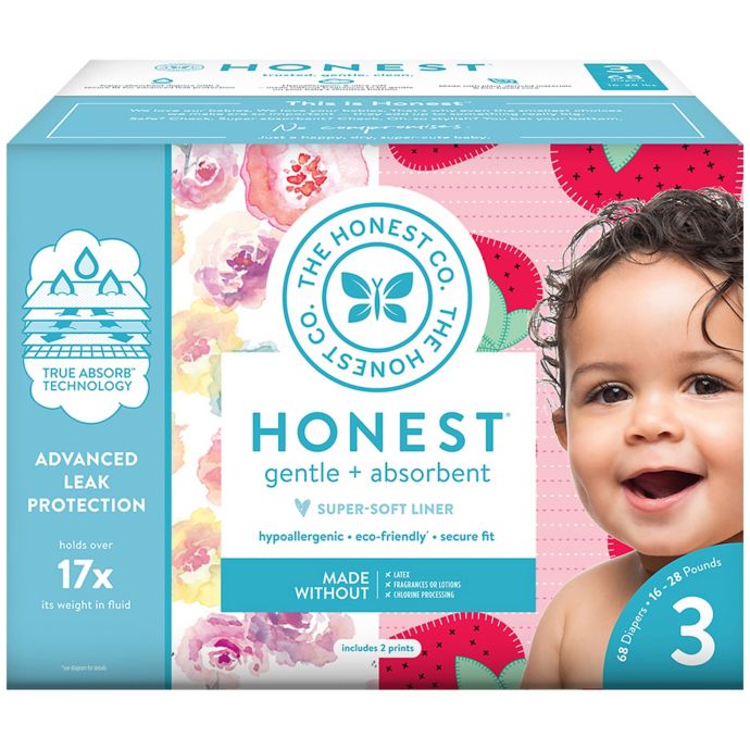 The Honest Company Rose Blossoms And Strawberries Size 3 68 Count Disposable Diapers Buybuy Baby