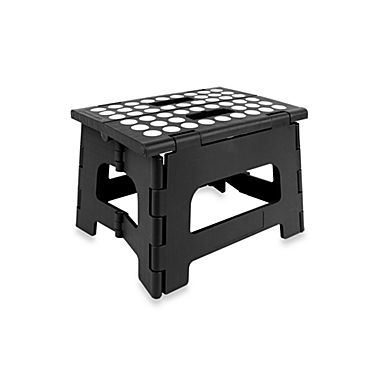 Kikkerland&reg; Easy Folding Step Stool in Black. View a larger version of this product image.