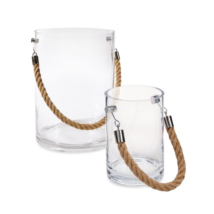 Clear Glass Candle Holder with Rope Handle Bed Bath and Beyond Canada