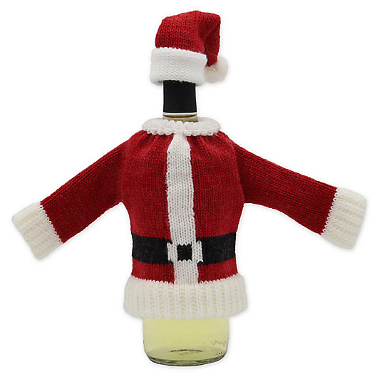 Alternate image 1 for Santa Knit Sweater and Hat Bottle Cover Set