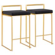 LumiSource&reg; Fuji Contemporary Counter Stools with Velvet Cushions in Black/Gold (Set of 2)
