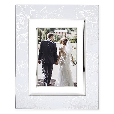 Lenox&reg; Peony 5-Inch x 7-Inch Picture Frame in Silver. View a larger version of this product image.