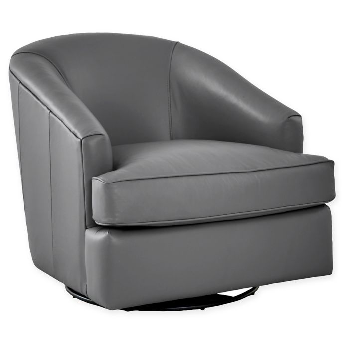 Lamar Leather Swivel Gliding Barrel Chair | Bed Bath & Beyond