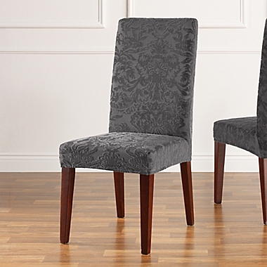 "STRETCH" DINING CHAIR COVER VELVET DAMASK----BROWN----AVAIL IN 4 COLORS-ON SALE 