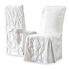 Alternate image 0 for Sure Fit&reg; Matelasse Damask Long Dining Chair Cover in White