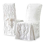 Sure Fit&reg; Matelasse Damask Long Dining Chair Cover in White