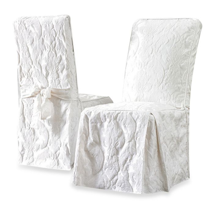 Sure Fit Matelasse Damask Long Dining Chair Cover Bed Bath Beyond