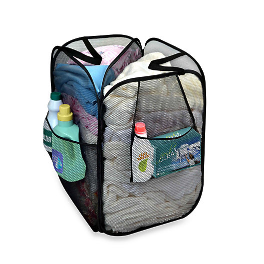 2x Foldable Hamper with Reinforced Carry Handles Laundry Mesh Basket storage bag 