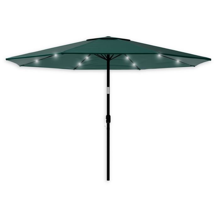 Pure Garden 10 Foot Solar Powered Led Patio Umbrella In Green Bed Bath And Beyond Canada