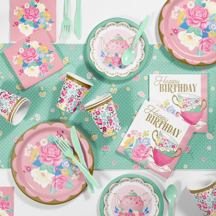 Creative Converting 81 Piece Floral Tea Party Birthday Party