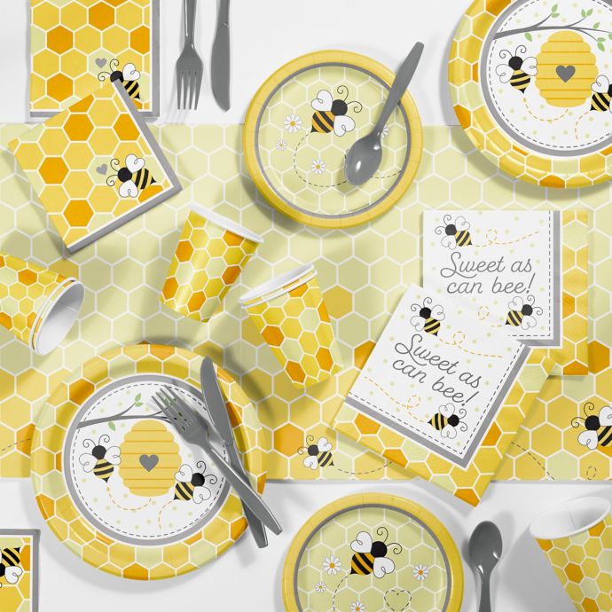 Creative Converting 81 Piece Bumblebee Baby Shower Supplies Kit