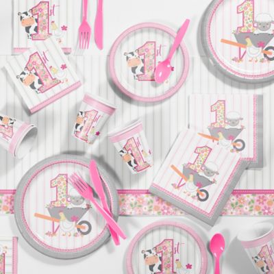 Girl 1st Birthday Party Supplies Kit 