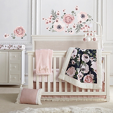 Levtex Baby&reg; Fiori Collection Medallion Fitted Crib Sheet in Blush/Navy. View a larger version of this product image.