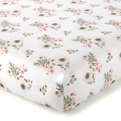blush floral crib sheet