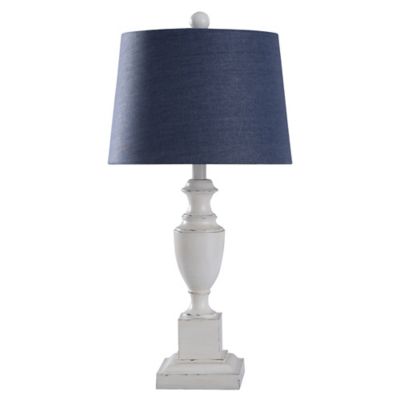 blue and white lamp shade