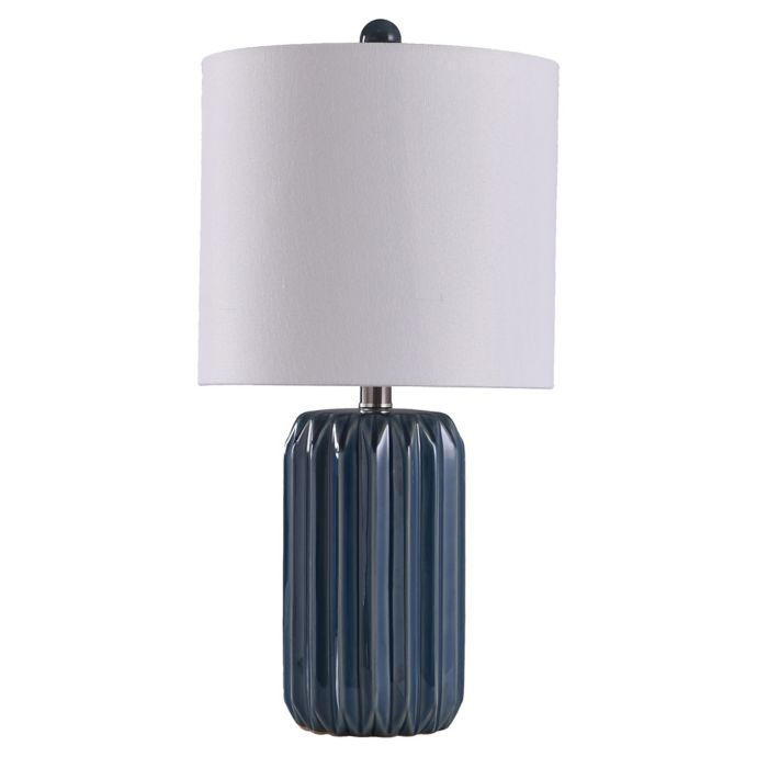 Hampton Table Lamp In Blue With White Shade Bed Bath And Beyond 