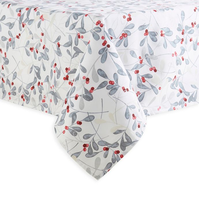 Christmas Mistletoe Tablecloth in Silver Bed Bath and Beyond Canada