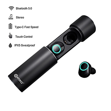 Contixo B1 True Wireless Bluetooth Earbud Headphones Mic Extra Bass IPX5 Sweatproof in Black. View a larger version of this product image.