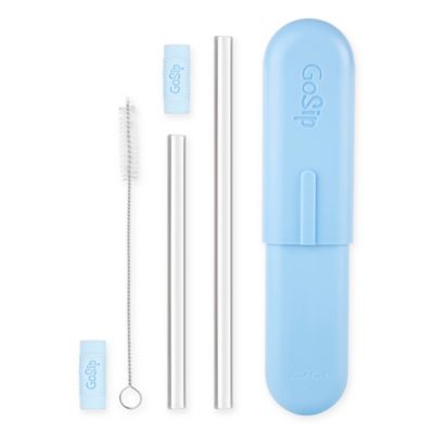 Final Touch GoSip 6-Piece Glass Sip Straw Set in Blue