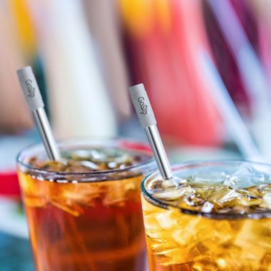 Final Touch&reg; GoSip 6-Piece Stainless Steel Sip Straw Set in Grey. View a larger version of this product image.