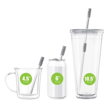 Final Touch&reg; GoSip 6-Piece Stainless Steel Sip Straw Set in Grey. View a larger version of this product image.