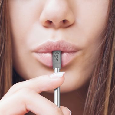 Final Touch&reg; GoSip 6-Piece Stainless Steel Sip Straw Set in Grey. View a larger version of this product image.