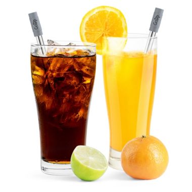 Final Touch&reg; GoSip 6-Piece Stainless Steel Sip Straw Set in Grey. View a larger version of this product image.