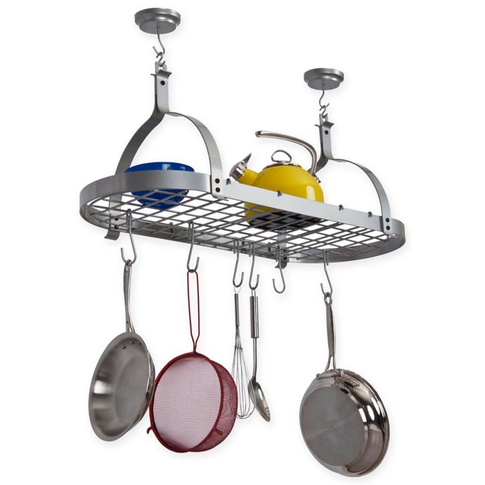 Rack It Up Silver Series Oval Pot Ceiling Mount Rack In Silver