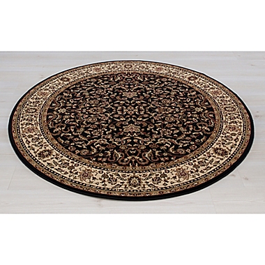 Concord Global Trading Jewel Kashan 5-Foot 3-Inch Round Rug in Black. View a larger version of this product image.