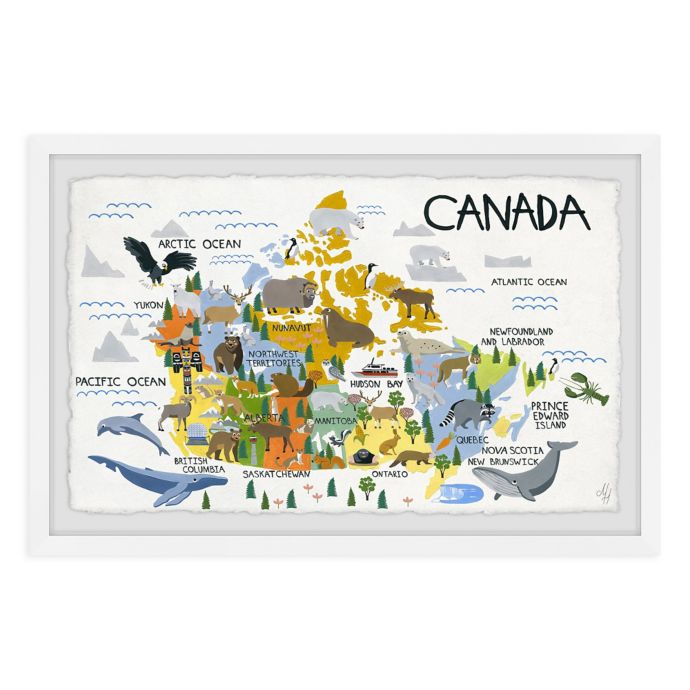 Marmont Hill Canada Map Framed Wall Art Bed Bath Beyond