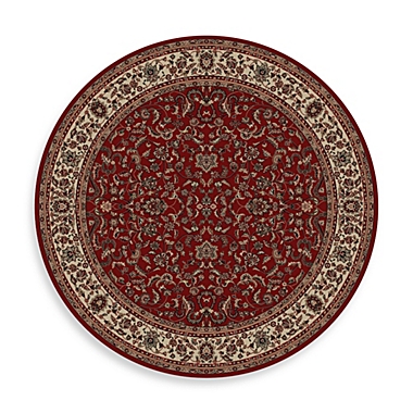 Concord Global Trading Kashan 7&#39;10 Round Area Rug in Red. View a larger version of this product image.