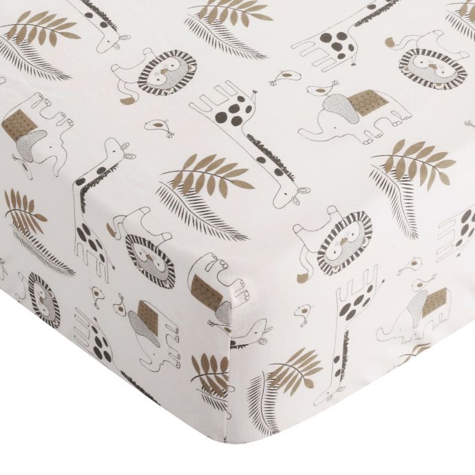 Levtex Baby® Tanzania Fitted Crib Sheet in White/Taupe buybuy BABY