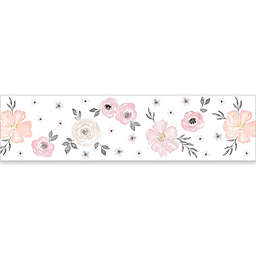Sweet Jojo Designs® Watercolor Floral Wallpaper Border in Pink/Grey