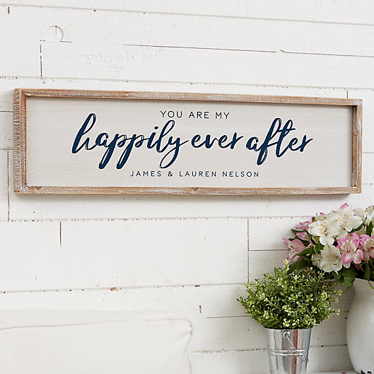 Alternate image 1 for You Are My Happily Ever After Personalized 30-Inch x 8-Inch Barnwood Frame Wall Art