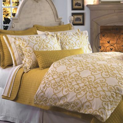 Downtown Company Freccia Reversible Duvet Cover Set In Gold Bed