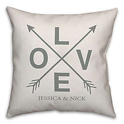 Designs Direct "Love" Arrows Square Throw Pillow in Grey