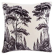 Ulysses Tree Printed Square Throw Pillow in Off White/Charcoal