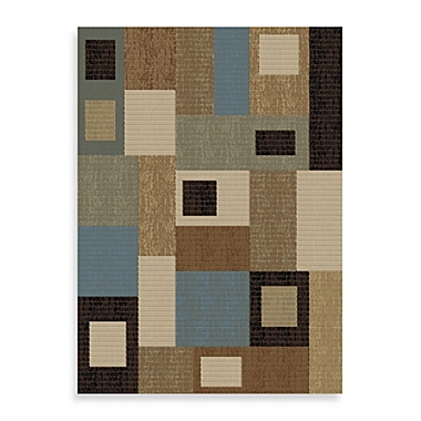 Concord Global Rectangles Blue Rug. View a larger version of this product image.
