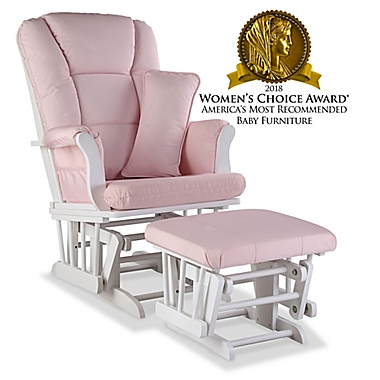 Storkcraft&reg; Tuscany Glider and Ottoman Set in White/Pink Swirl. View a larger version of this product image.