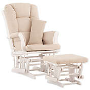 Storkcraft Tuscany Glider and Ottoman in White/Beige