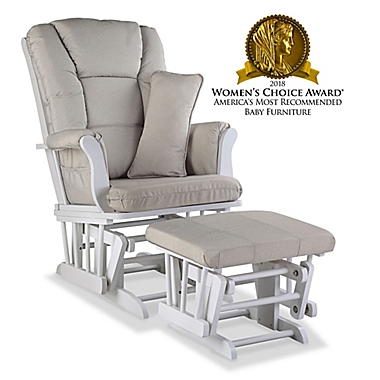 Storkcraft Tuscany Glider and Ottoman in White/Taupe Swirl. View a larger version of this product image.