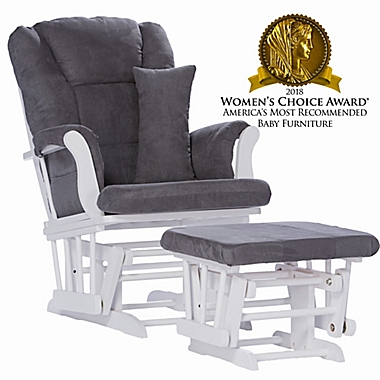 Storkcraft Tuscany Glider and Ottoman in White/Grey. View a larger version of this product image.