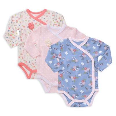 asher and olivia&reg; 3-Pack Kimono Long Sleeve Bodysuits in Pink